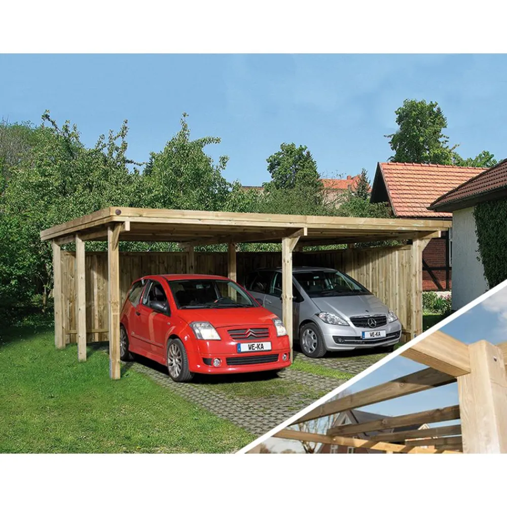 Weka Carports & Garagen > Doppelcarport 618, ohne Dacheindeckung