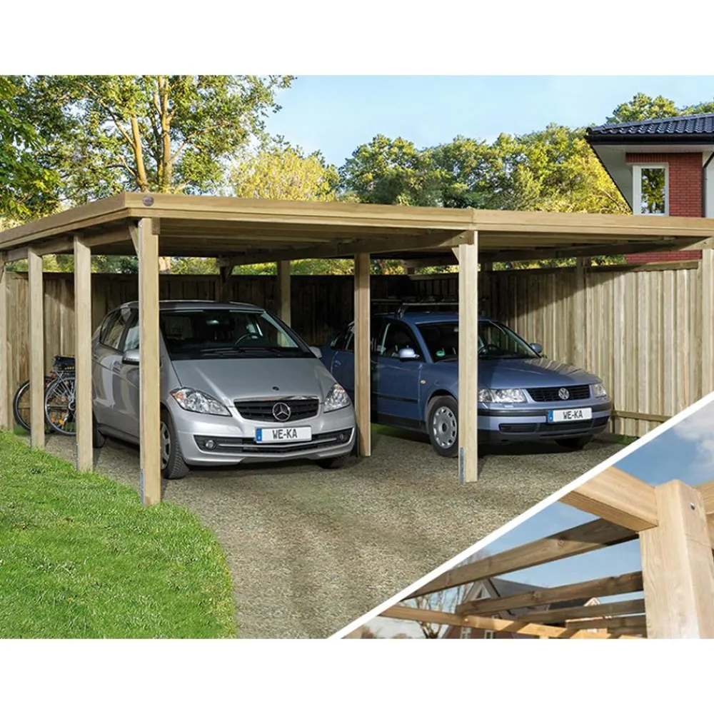Weka Carports & Garagen > Doppelcarport 618, ohne Dacheindeckung