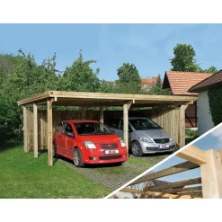 Weka Doppelcarport 618, ohne Dacheindeckung Natur Outlet
