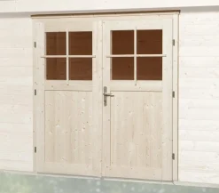 Weka Fenster & Türen - Doppeltür für Gartenhäuser mit 45 mm Wandstärke, ca. B182/H181 cm Natur