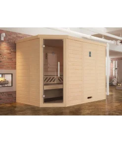 Weka Saunas & Infrarotkabinen - Ecksauna Kami mit Glastür Natur