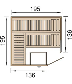 Weka Saunas & Infrarotkabinen - Ecksauna Kemi mit Glastür und Fenster Natur