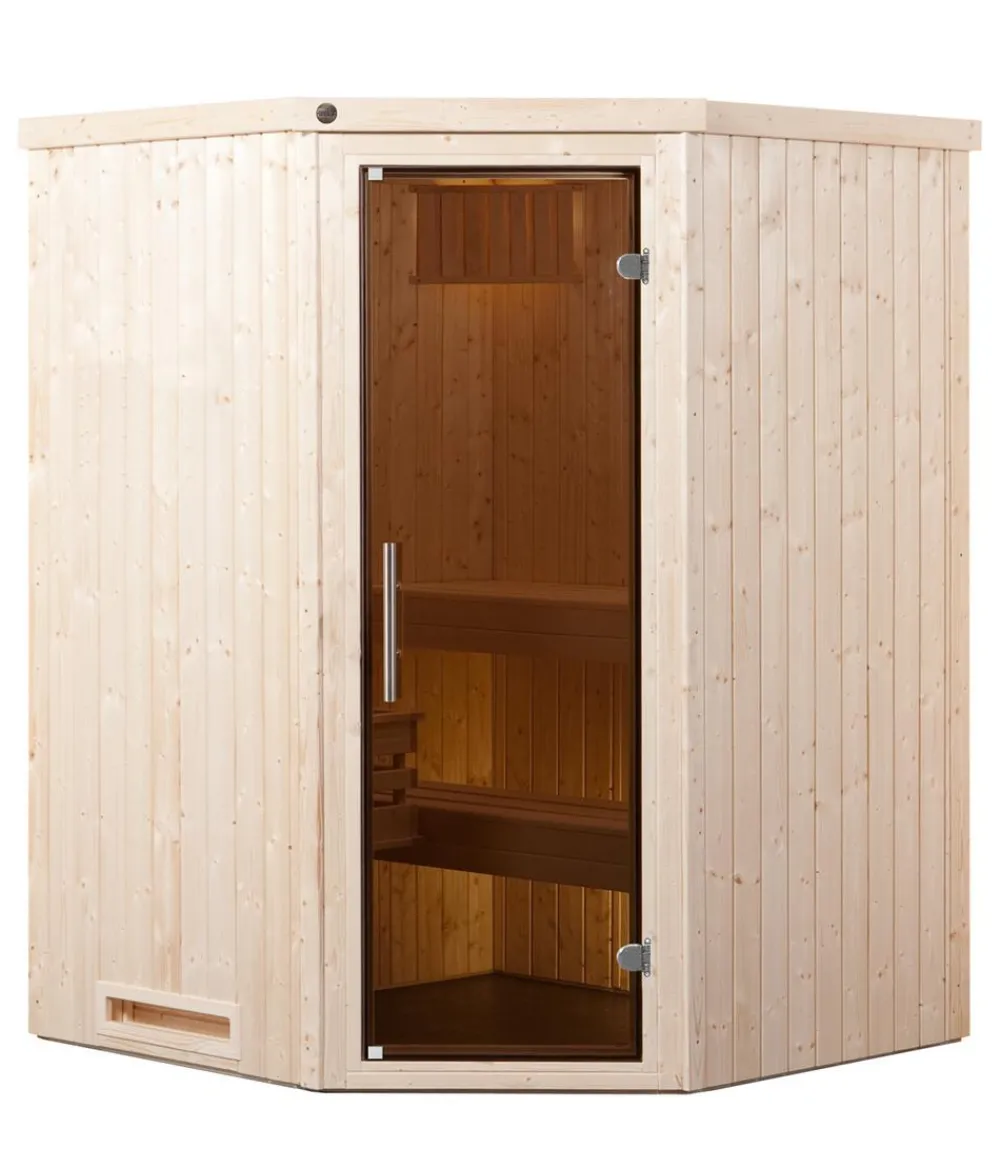 Weka Saunas & Infrarotkabinen - Ecksauna Kiruna mit Glastür, inkl. Ofen Natur