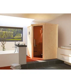 Weka Saunas & Infrarotkabinen - Ecksauna Kiruna mit Glastür, inkl. Ofen Natur