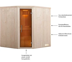 Weka Saunas & Infrarotkabinen > Ecksauna Kiruna mit Glastür, inkl. Ofen