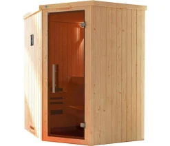 Weka Saunas & Infrarotkabinen > Ecksauna Kiruna mit Glastür, inkl. Bio-Ofen