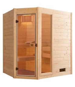 Weka Ecksauna Valida mit Glastür und Fenster inkl. Ofen, ca. B189/H203,5/T139 cm Natur