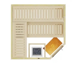 Weka Ecksauna Varberg mit Glastür inkl. Ofen, ca. B194/H199/T194 cm Natur