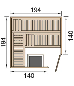 Weka Ecksauna Varberg mit Glastür inkl. Ofen, ca. B194/H199/T194 cm Natur