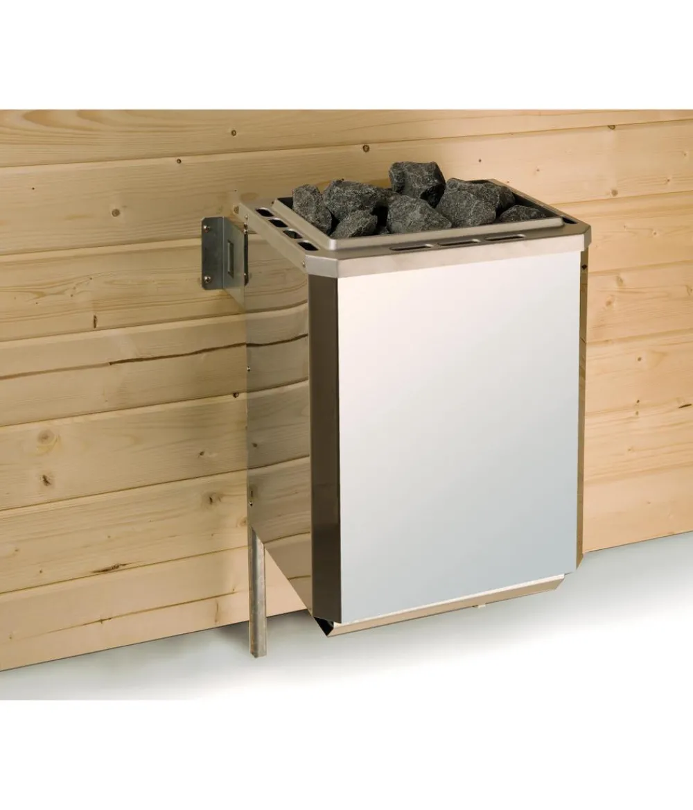 Weka Ecksauna Varberg mit Glastür inkl. Ofen, ca. B194/H199/T194 cm Natur