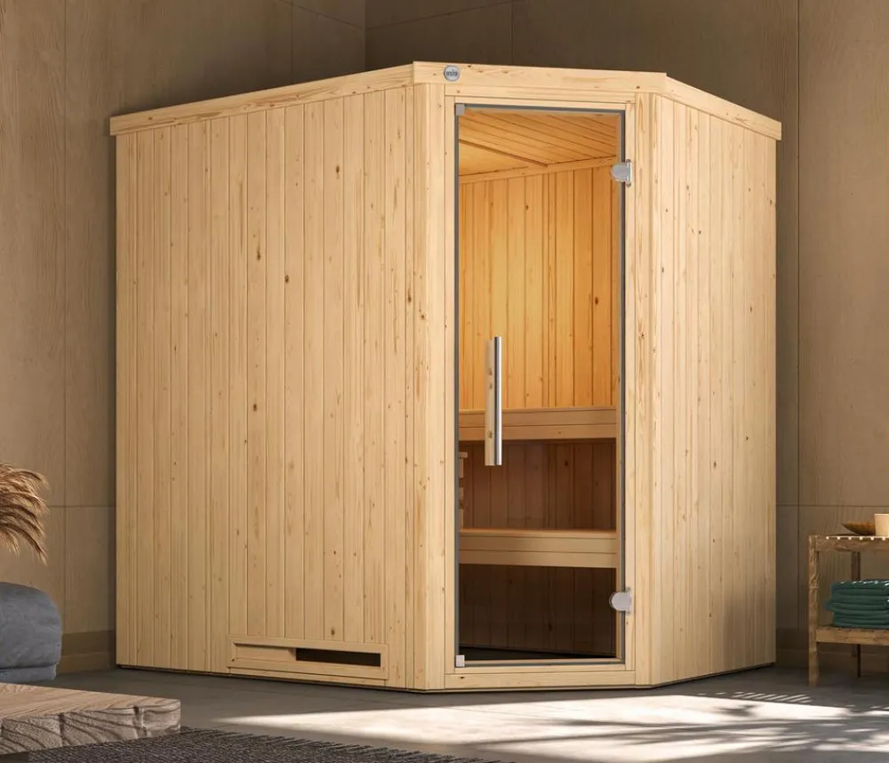 Weka Saunas & Infrarotkabinen > Ecksauna Varberg mit Glastür