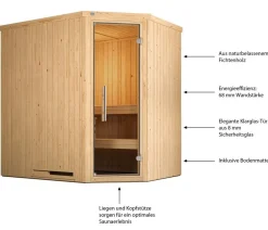 Weka Saunas & Infrarotkabinen > Ecksauna Varberg mit Glastür