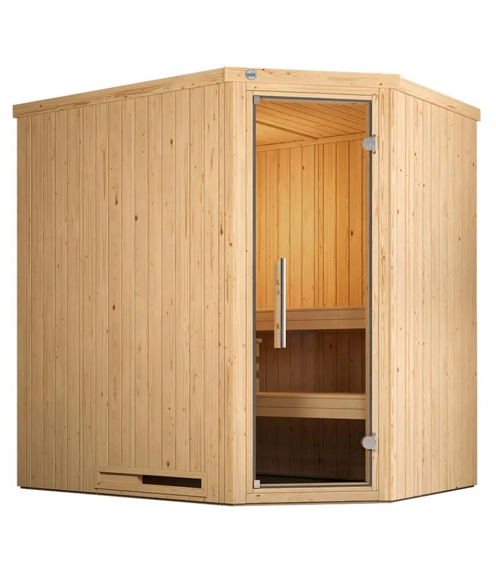 Weka Saunas & Infrarotkabinen > Ecksauna Varberg mit Glastür