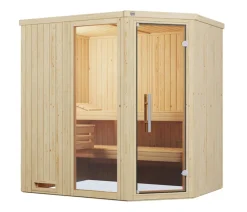 Weka Saunas & Infrarotkabinen - Ecksauna Varberg mit Glastür und Fenster Natur