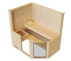 Weka Saunas & Infrarotkabinen - Ecksauna Varberg mit Glastür und Fenster Natur