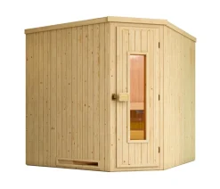 Weka Ecksauna Varberg mit Holztür inkl. Ofen, ca. B194/H199/T194 cm Natur Hot