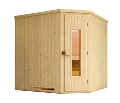 Weka Ecksauna Varberg mit Holztür, ca. B194/H199/T194 cm Natur Discount