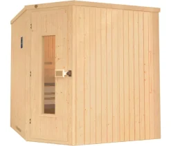 Weka Ecksauna Varberg mit Holztür, ca. B194/H199/T194 cm Natur Discount