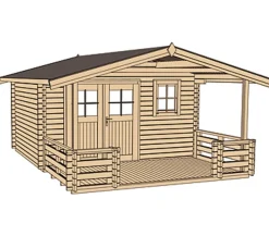 Weka Gartenhaus 111 B mit Vordach + Terrasse Natur Discount