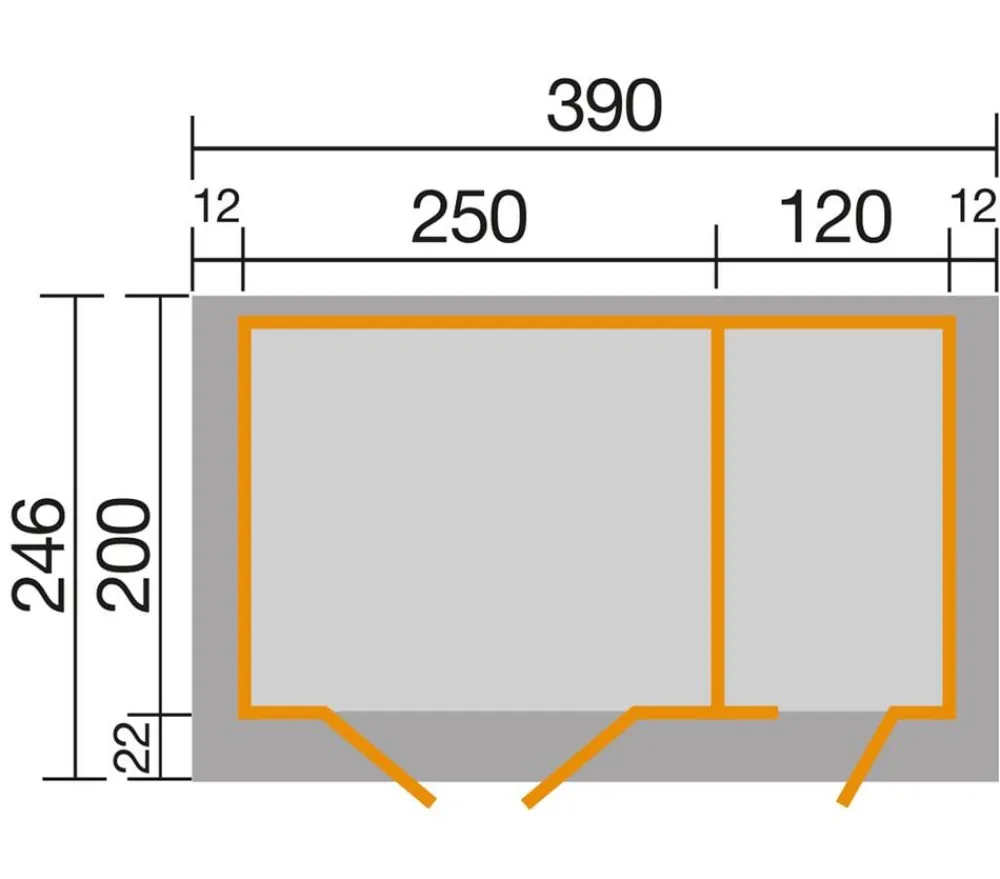 Weka Gartenhaus 254, ca. B390/H222/T246 cm Natur Hot