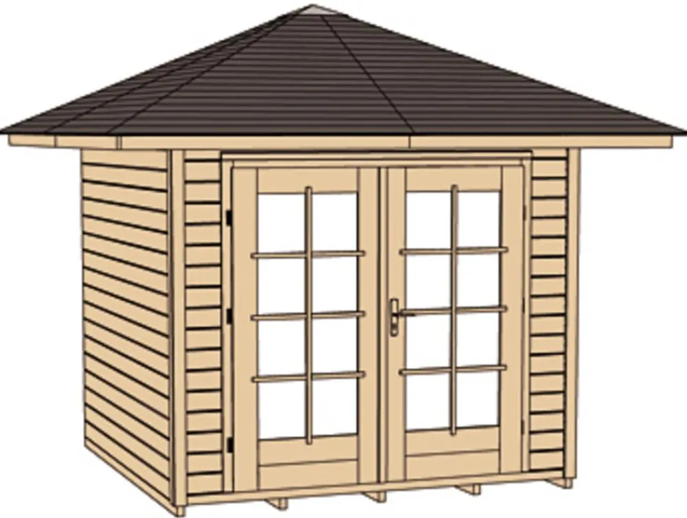 Weka Gartenhäuser & Gerätehäuser - Gartenhaus 177 4-Eck Gr. 1, ca. B318/H280/T318 cm Hellbraun