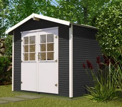 Weka Gartenhaus 218 Gr. 1, ca. B260/H242/T239 cm Dunkelgrau Discount