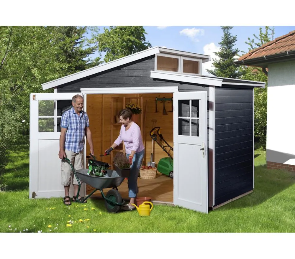Weka Gartenhäuser & Gerätehäuser - Gartenhaus 226 Gr. 3, ca. B327/H252/T231 cm Dunkelgrau