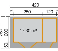 Weka Gartenhaus 253 Gr. 1, ca. B420/H270/T260 cm Natur New