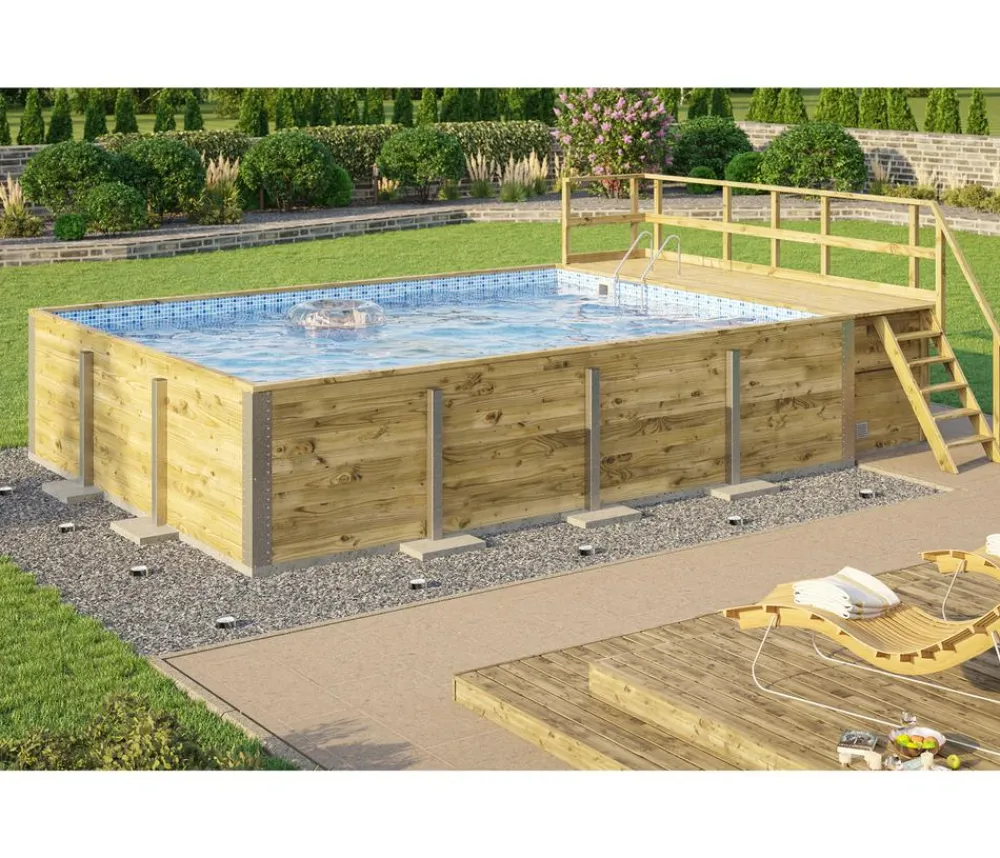 Weka Pools & Whirlpools > Massivholzpool 595 Gr. 2, ca. B650/H201/T490 cm, Folie Blau/Mosaic