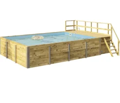 Weka Massivholzpool 595 Gr. 2, ca. B650/H201/T490 cm, Folie Blau Outlet