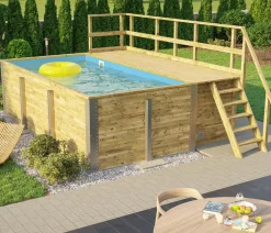 Weka Pools & Whirlpools - Massivholzpool 595 Gr. 1, ca. B490/H201/T315 cm, Folie Blau