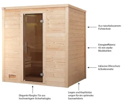 Weka Saunas & Infrarotkabinen - Sauna Bergen mit Glastür Natur