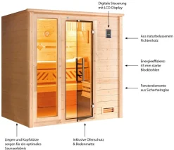Weka Saunas & Infrarotkabinen > Sauna Bergen mit Glastür und Fenster