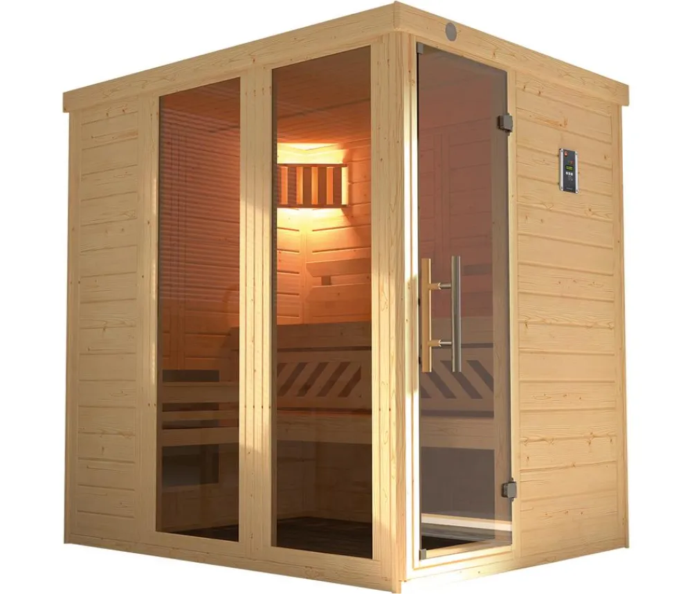Weka Saunas & Infrarotkabinen - Sauna Kemi Panorama inkl. Ofen, ca. B162/H200/T193 cm Natur