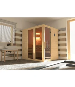 Weka Saunas & Infrarotkabinen - Sauna Kemi Panorama inkl. Ofen, ca. B162/H200/T193 cm Natur