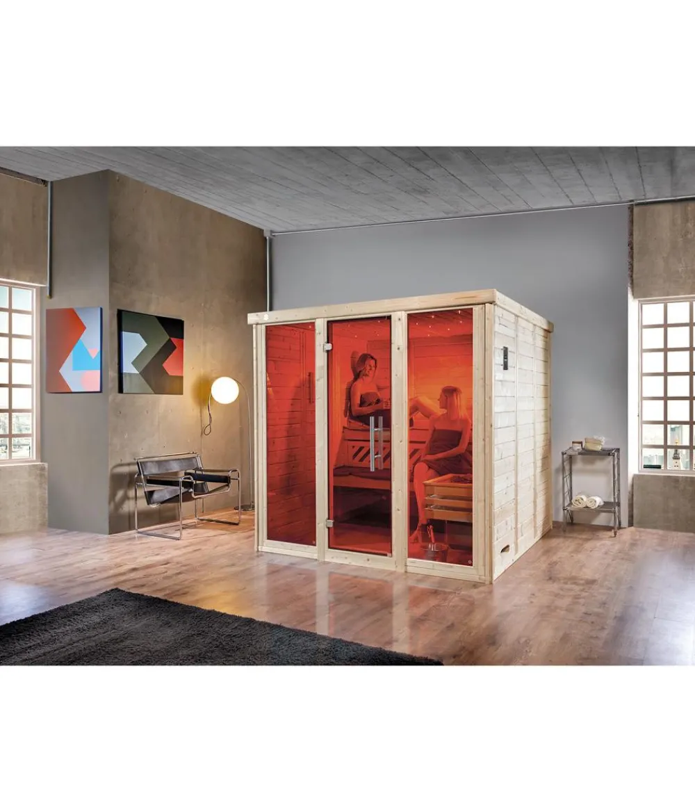 Weka Saunas & Infrarotkabinen - Sauna Kemi Panorama mit Glastür, inkl. Ofen Natur