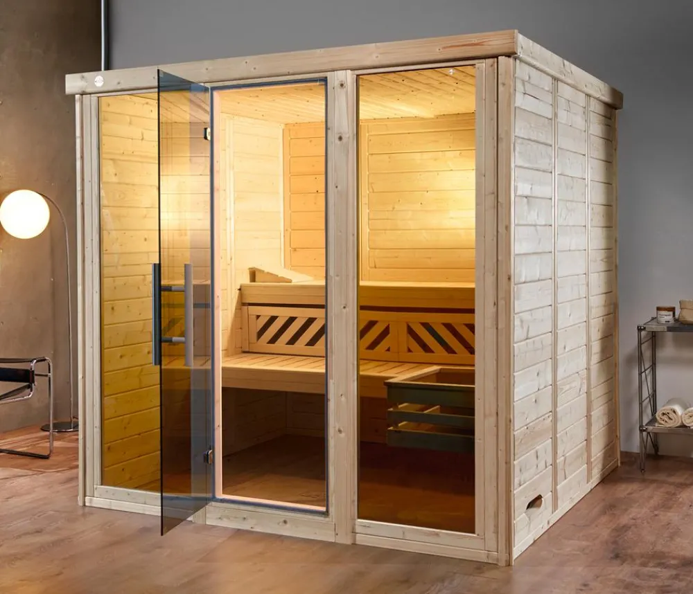 Weka Saunas & Infrarotkabinen - Sauna Kemi Panorama mit Glastür, inkl. Ofen Natur