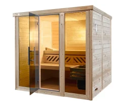 Weka Saunas & Infrarotkabinen - Sauna Kemi Panorama mit Glastür, inkl. Ofen Natur