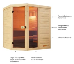 Weka Saunas & Infrarotkabinen - Sauna Laukkala mit Glastür und Fenster Natur
