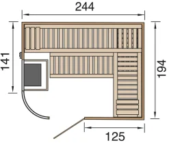 Weka Saunas & Infrarotkabinen > Sauna Sara mit Glastür und Fenster, inkl. Ofen