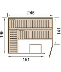 Weka Sauna Turku mit Glastür, ca. B248/H205/T198 cm Natur Online