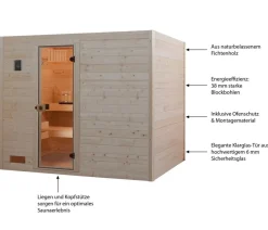 Weka Saunas & Infrarotkabinen - Sauna Valida mit Glastür Natur