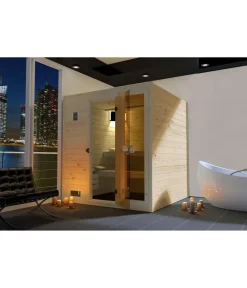 Weka Sauna Valida Plus mit Glastür und Fenster inkl. Ofen, ca. B189/H204/T172 cm Natur Outlet