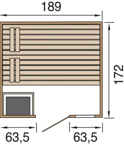 Weka Sauna Valida Plus mit Glastür und Fenster inkl. Ofen, ca. B189/H204/T172 cm Natur Outlet