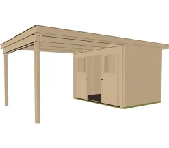Weka Schiebetürhaus 225 + 295 cm XL-Anbau Natur Outlet