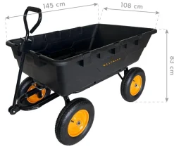 Westmann Kunststoff-Gartenwagen mit Kippfunktion Prakta L Schwarz Hot
