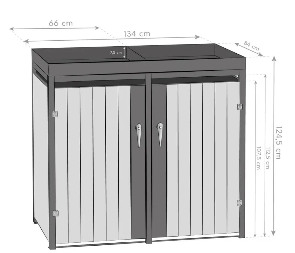 Westmann Mülltonnenbox 240 l, ca. B134/H125/T84 cm Schwarz Online