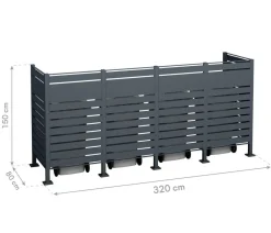 Westmann Mülltonnenboxen > Mülltonnenverkleidung Planum 4er Box, ca. B330/H150/T90 cm