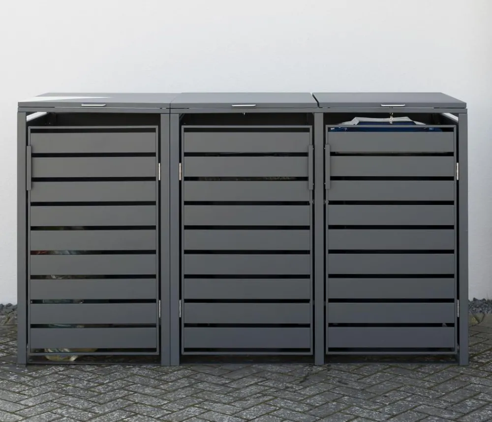 Westmann Mülltonnenverkleidung Kubus 3er Box, ca. B200/H116/T80 cm Anthrazit Outlet