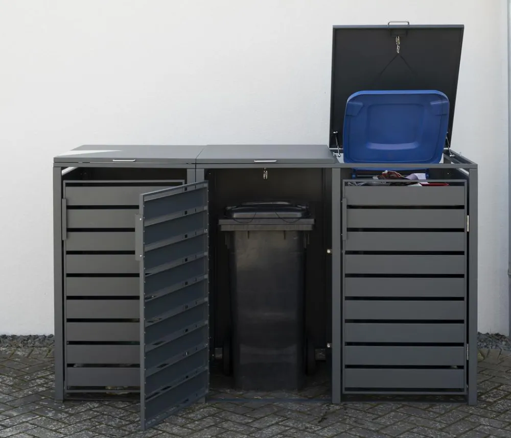 Westmann Mülltonnenverkleidung Kubus 3er Box, ca. B200/H116/T80 cm Anthrazit Outlet
